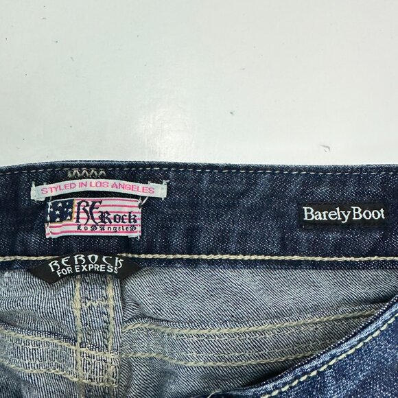 Rerock Express Barely Boot Women's size 6 Dark Wash Blue Denim Jeans - Picture 3 of 5